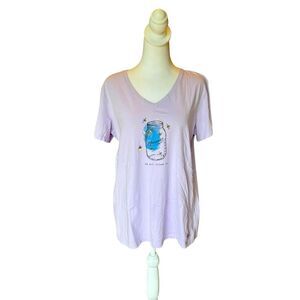 Life is Good Crusher Lite Tee Shirt Shine On Firefly Jar Purple Womens Large